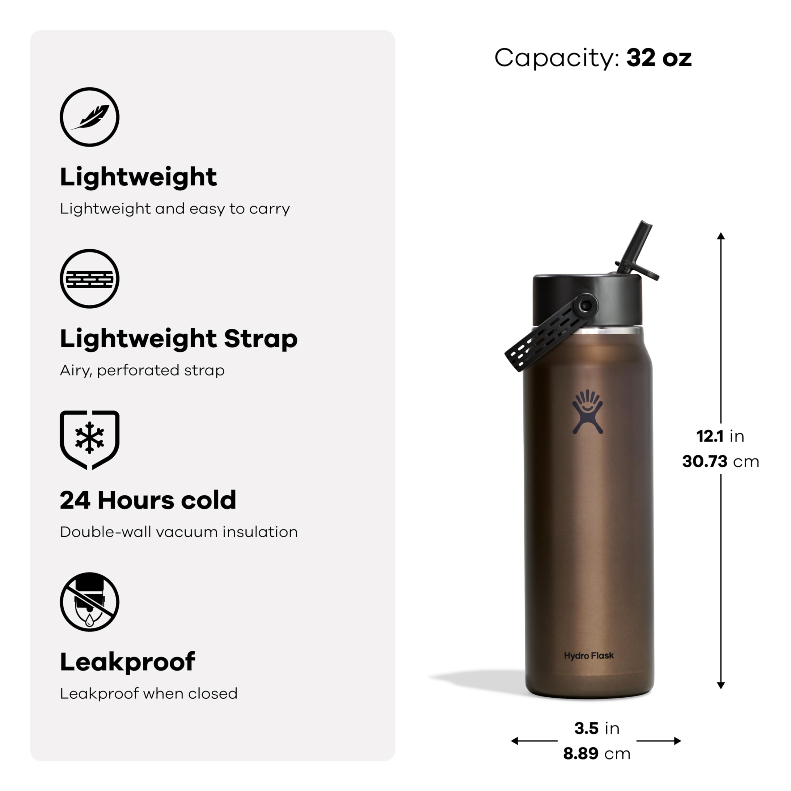 Hydro Flask 32 Oz Lightweight Wide Straw Lid - Insulated Stainless Steel Water Bottle - Hiking, Commuting Garnet Red - Image 3
