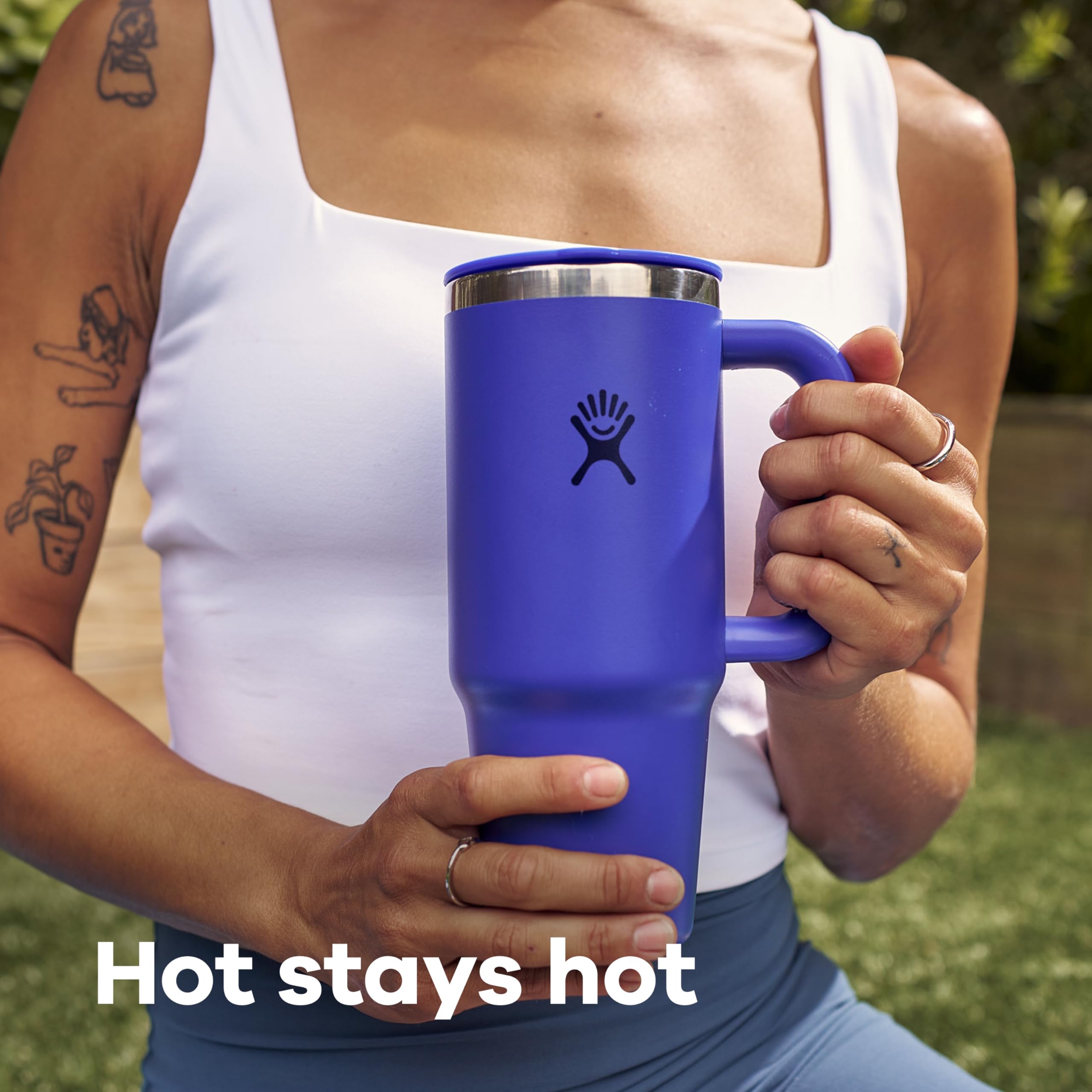 Hydro Flask Coffee Travel Tumbler Mug – Insulated Stainless Steel, Leak Resistant Hot & Iced Coffee Cup 24 Oz Capri Blue - Image 4