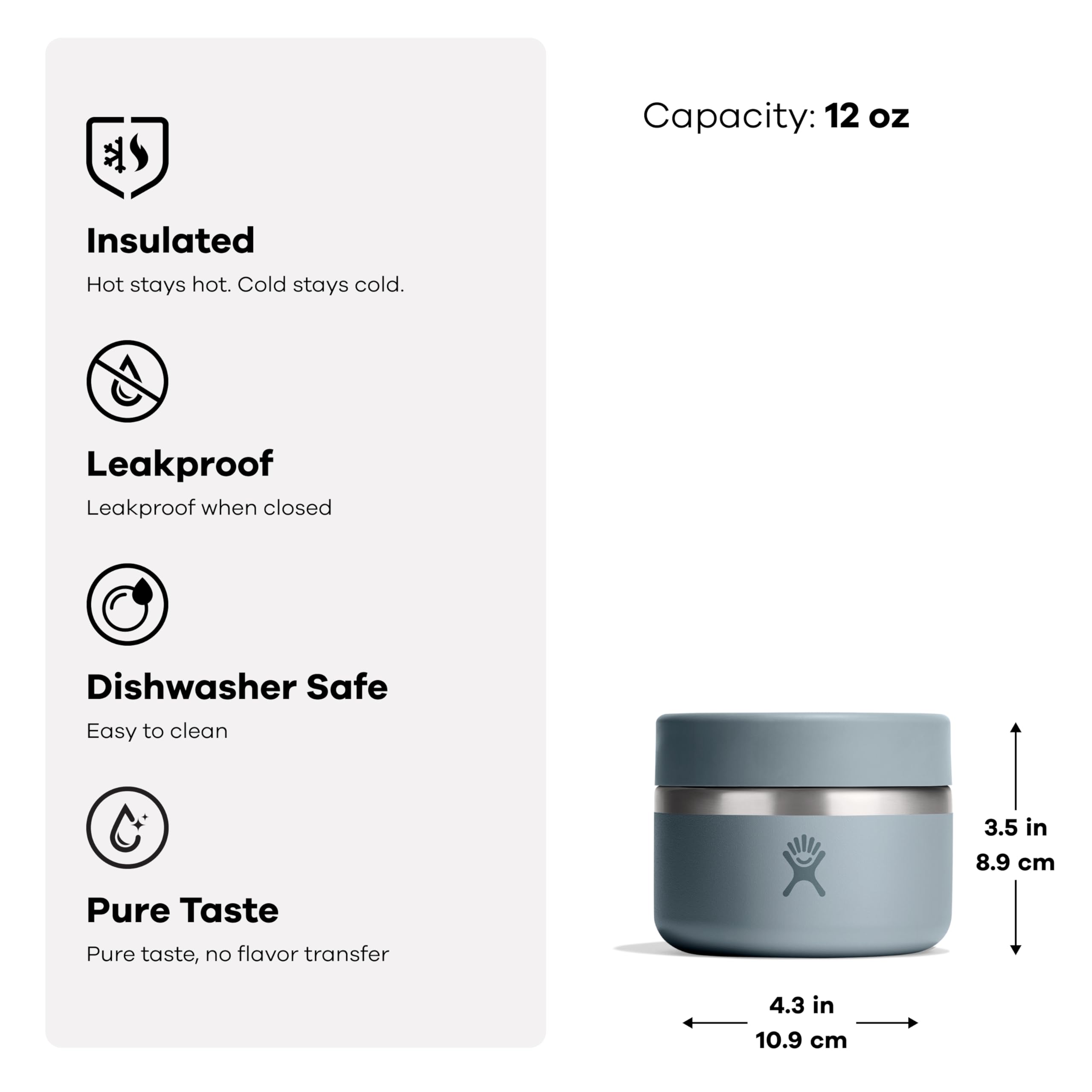 Hydro Flask Food Jar – Insulated Stainless Steel, Snack Travel Container for Hot Food & Soup 12 Oz Shale Gray - Image 3