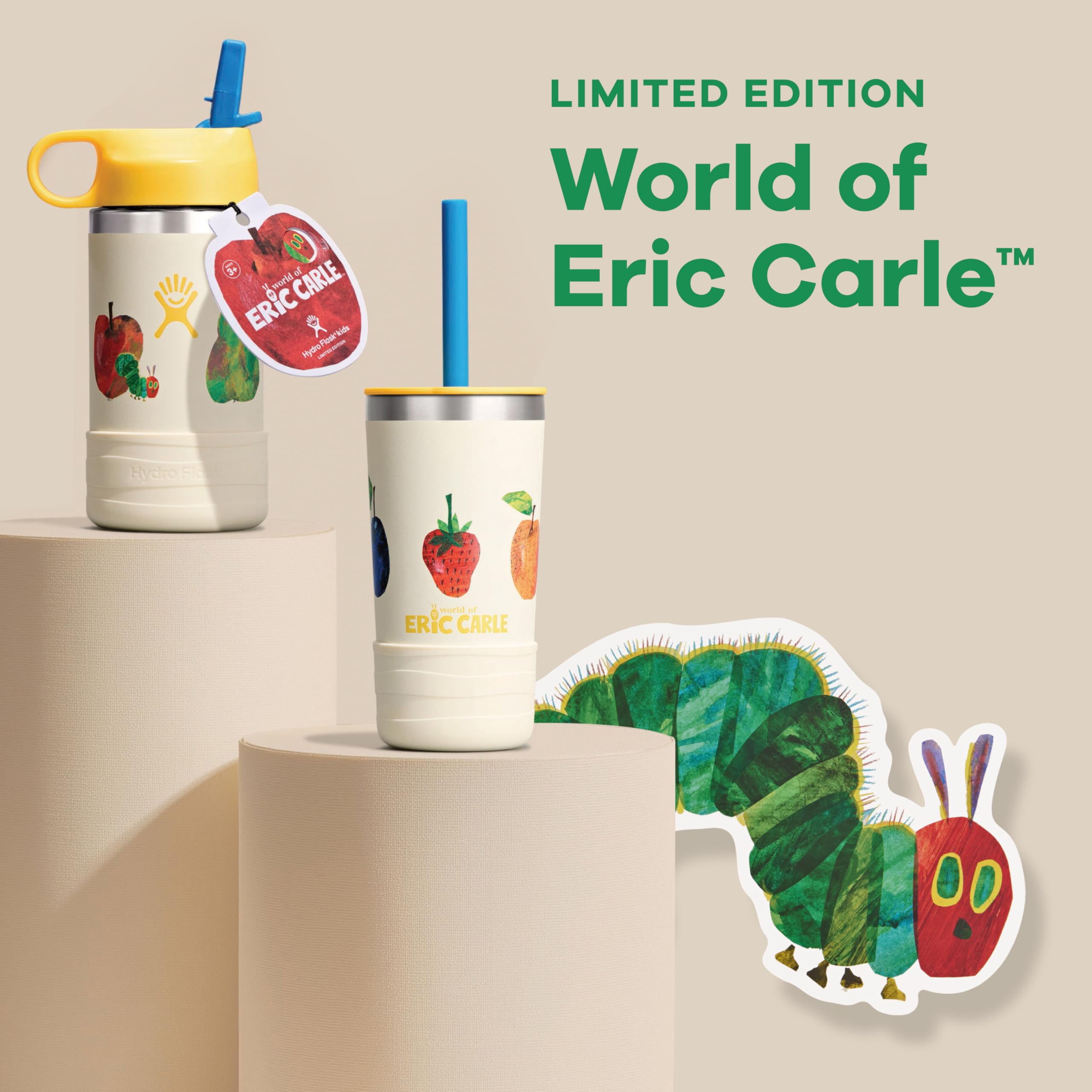 Hydro Flask Kids 12 Oz Tumbler with Lid and Straw for School - Insulated Stainless Steel World of Eric Carle™ Caterpillar - Image 3