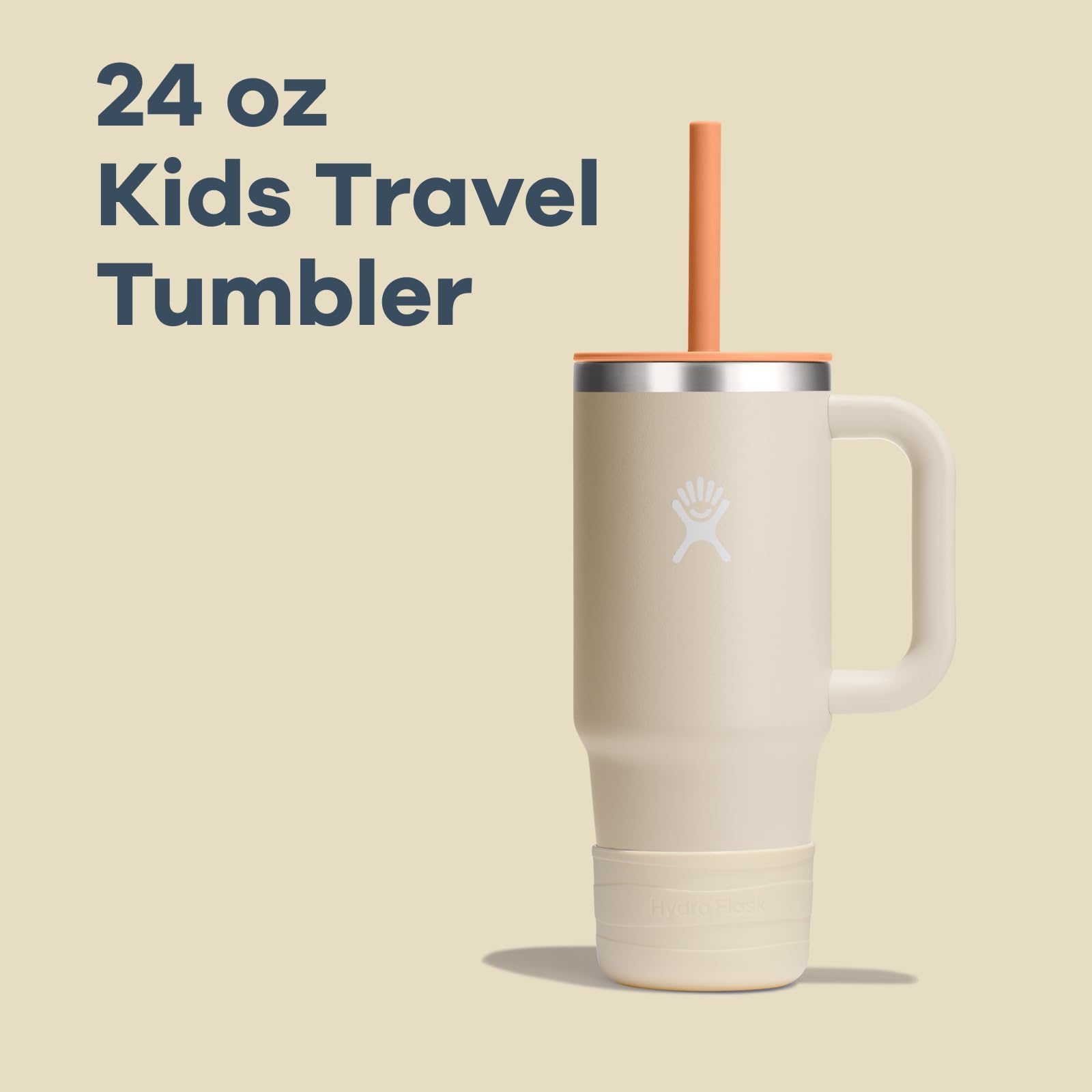 Hydro Flask Kids 24 Oz Travel Tumbler with Handle, Lid and Straw for School - Insulated Stainless Steel in Coconut Cream - Image 3