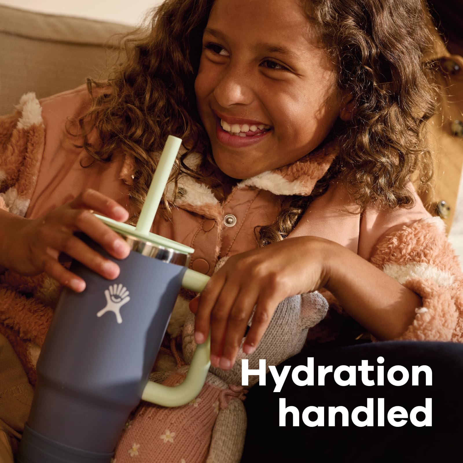 Hydro Flask Kids 24 Oz Travel Tumbler with Handle, Lid and Straw for School - Insulated Stainless Steel in Coconut Cream - Image 6