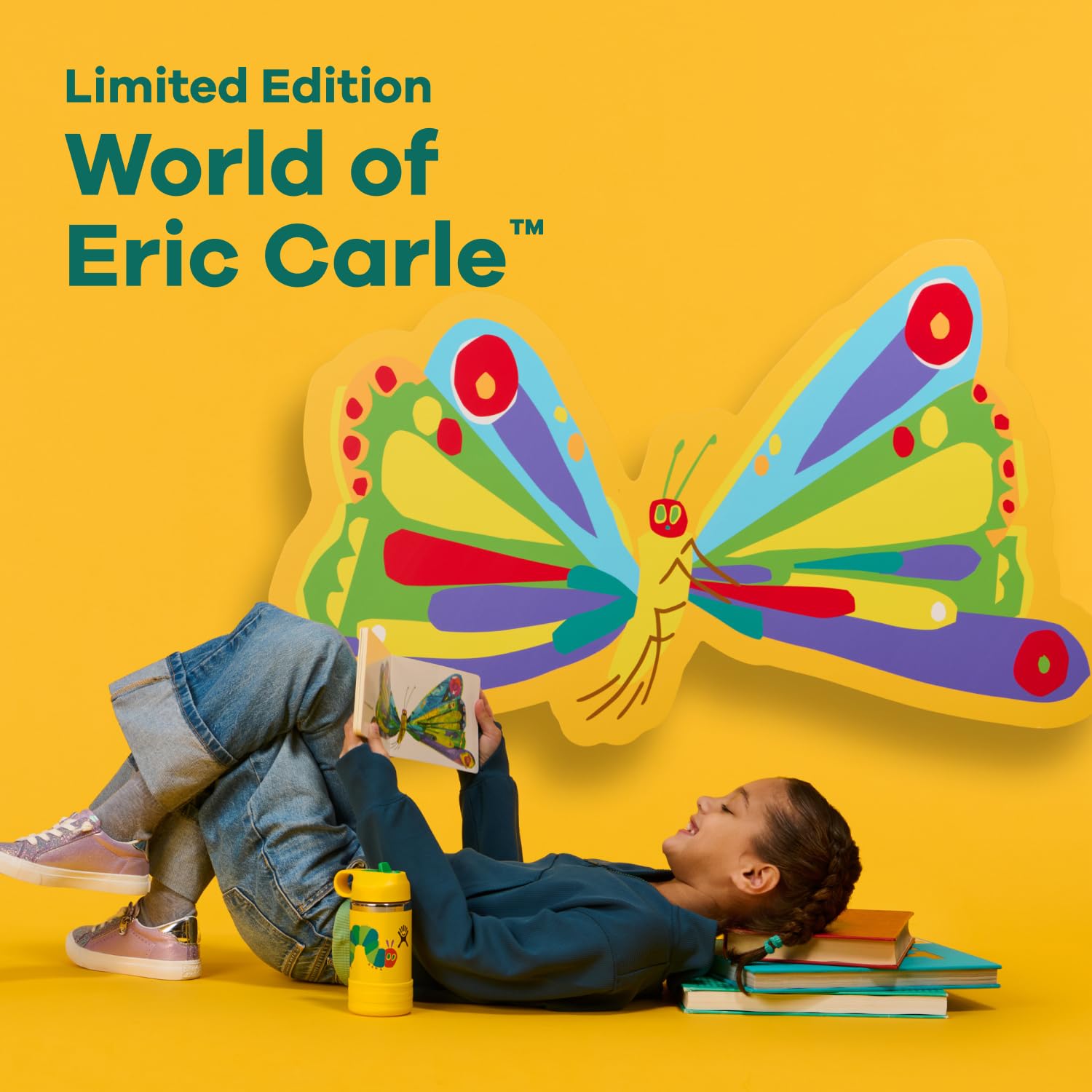 Hydro Flask Kids Water Bottle for School - Stainless Steel and Insulated with Straw Cap - 12 Oz World of Eric Carle Caterpillar Yellow - Image 3