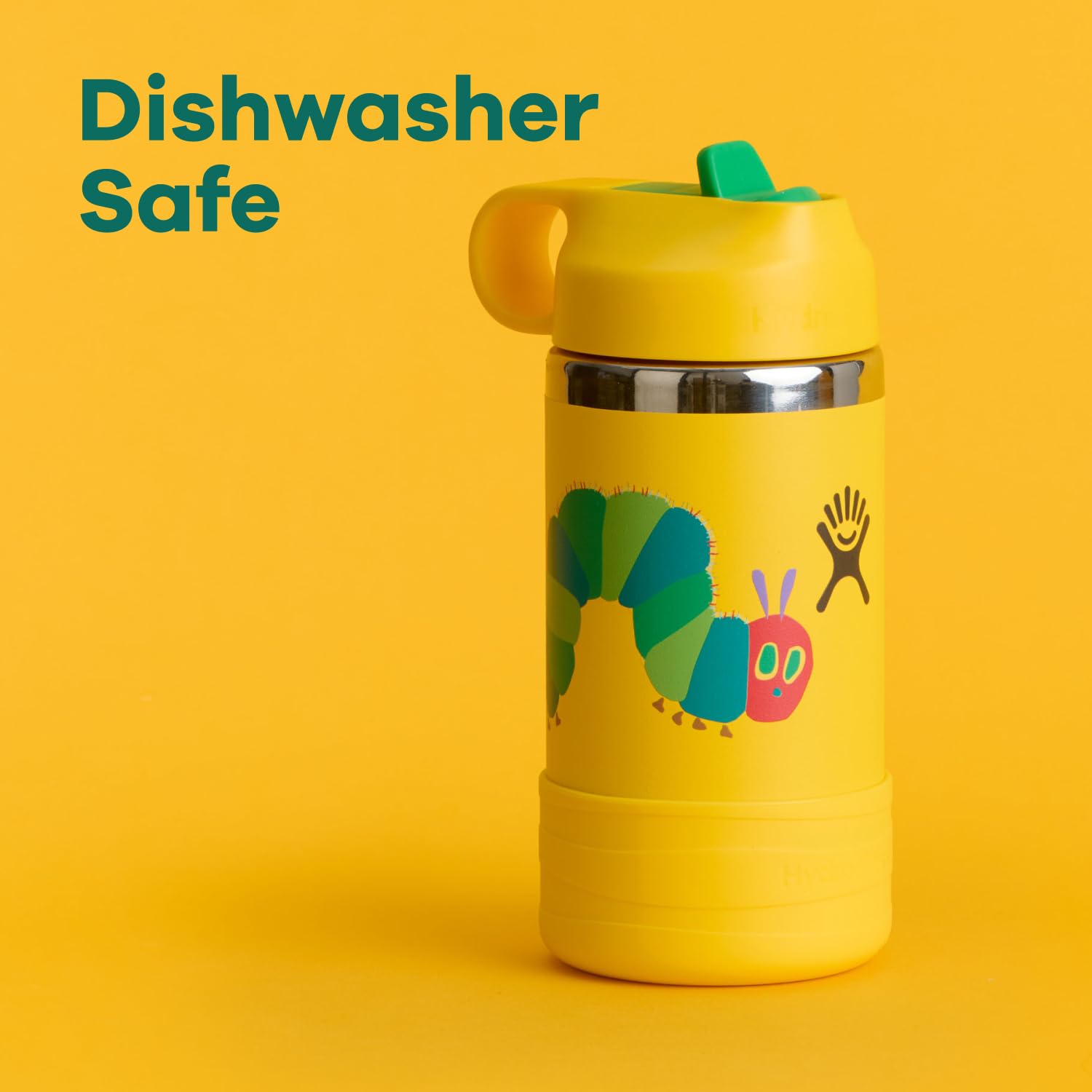 Hydro Flask Kids Water Bottle for School - Stainless Steel and Insulated with Straw Cap - 12 Oz World of Eric Carle Caterpillar Yellow - Image 4