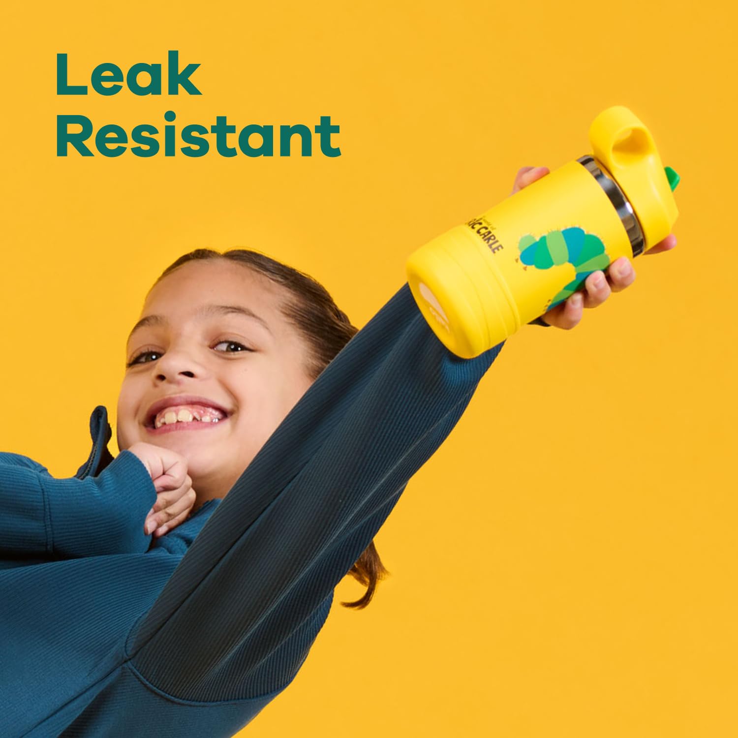 Hydro Flask Kids Water Bottle for School - Stainless Steel and Insulated with Straw Cap - 12 Oz World of Eric Carle Caterpillar Yellow - Image 5