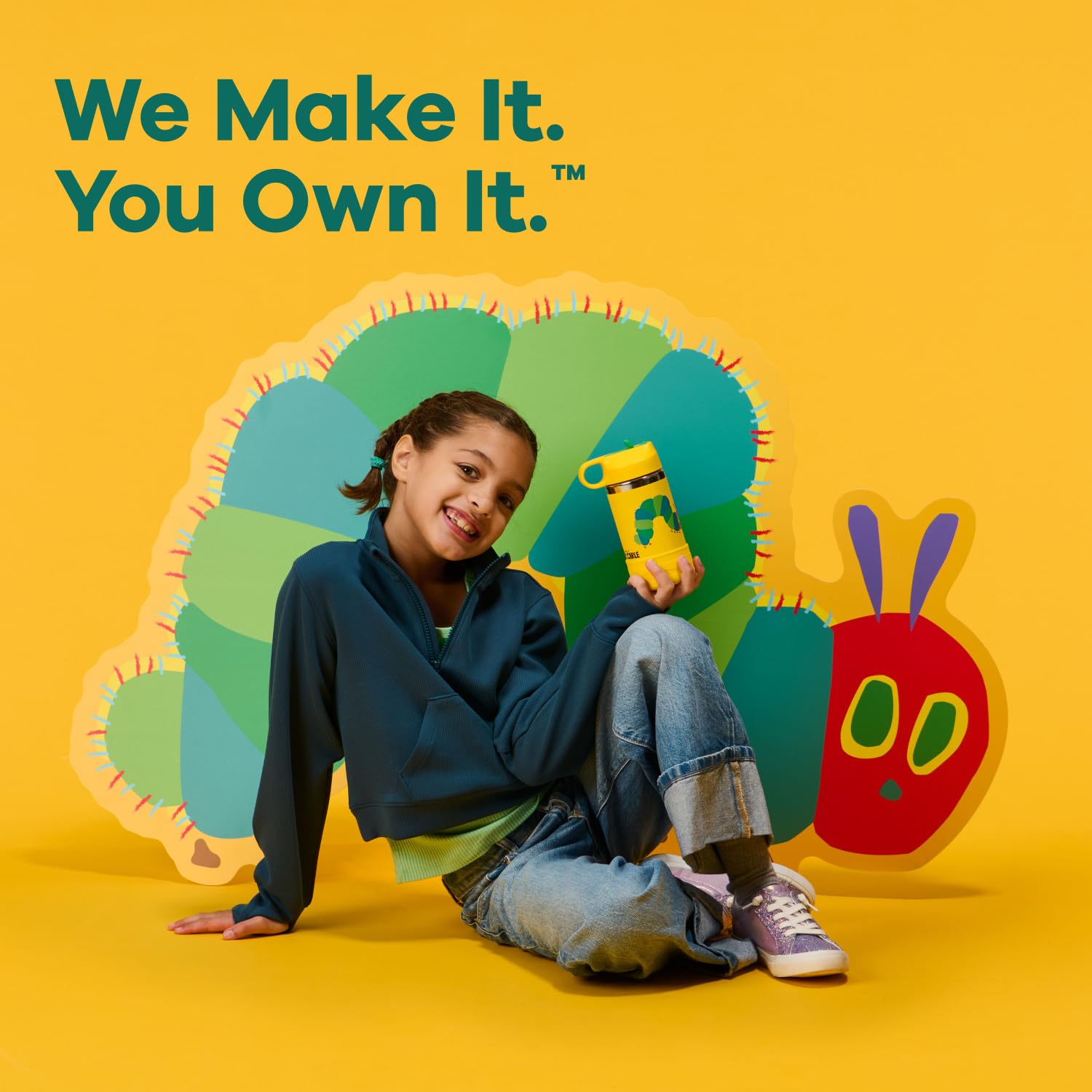 Hydro Flask Kids Water Bottle for School - Stainless Steel and Insulated with Straw Cap - 12 Oz World of Eric Carle Caterpillar Yellow - Image 6