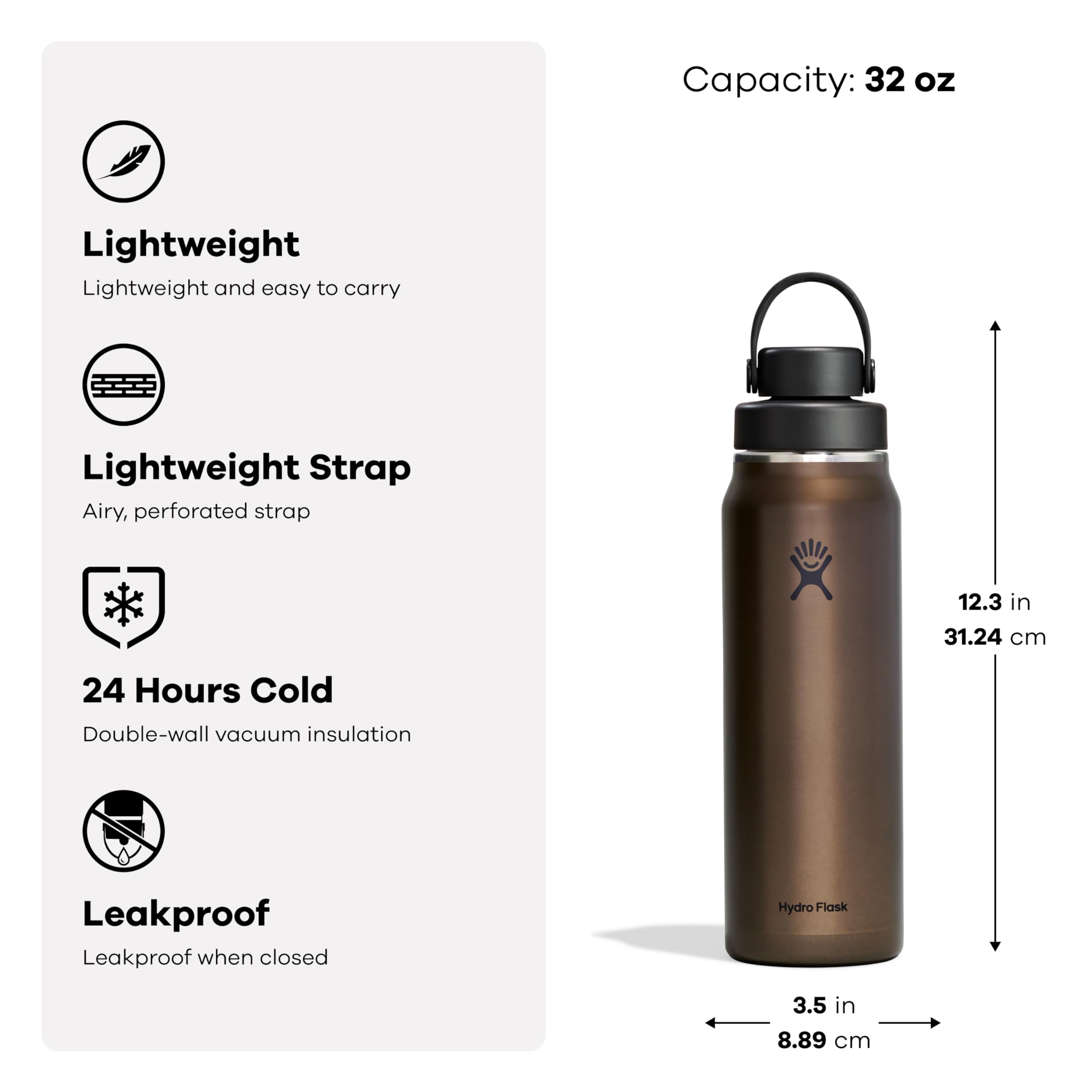 Hydro Flask Lightweight Wide Flex Chug Cap - Insulated Stainless Steel Water Bottle 32 Oz Garnet Red - Image 3
