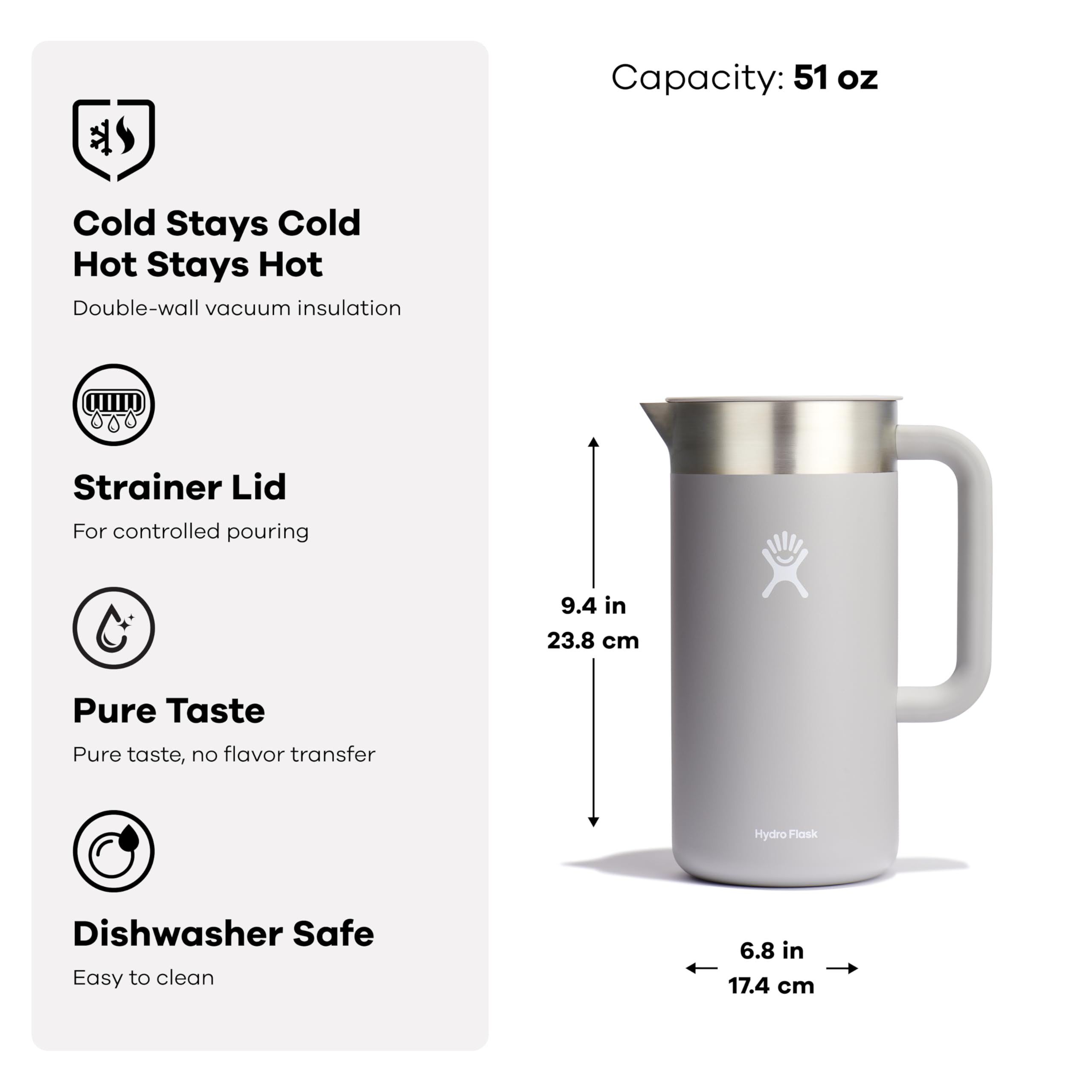 Hydro Flask 51 Oz Insulated Pitcher Birch - Image 3
