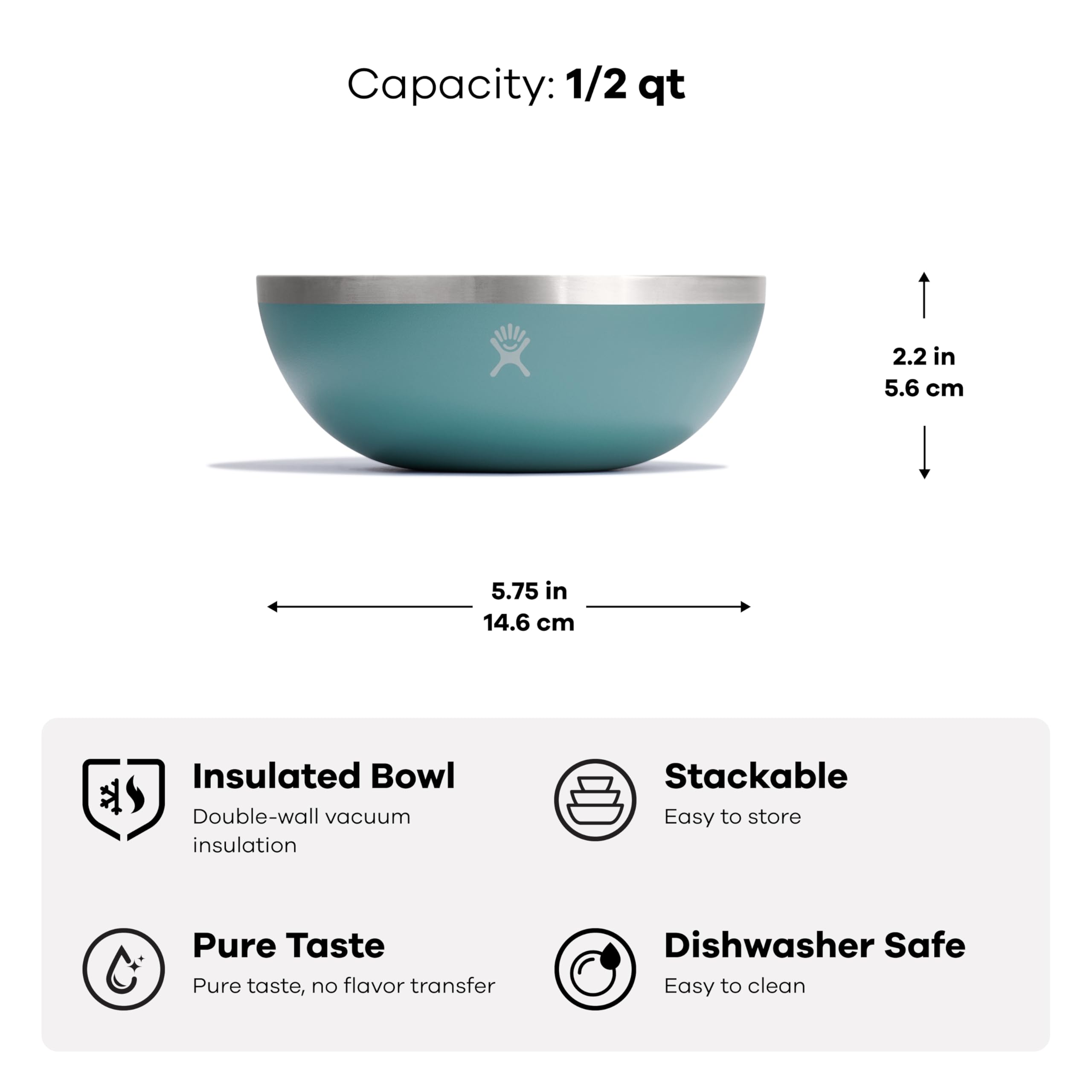 Hydro Flask Outdoor Insulated Serving Bowl – Stainless Steel Food Container with Lid – Camping Kitchen Essentials Half Quart Baltic - Image 3