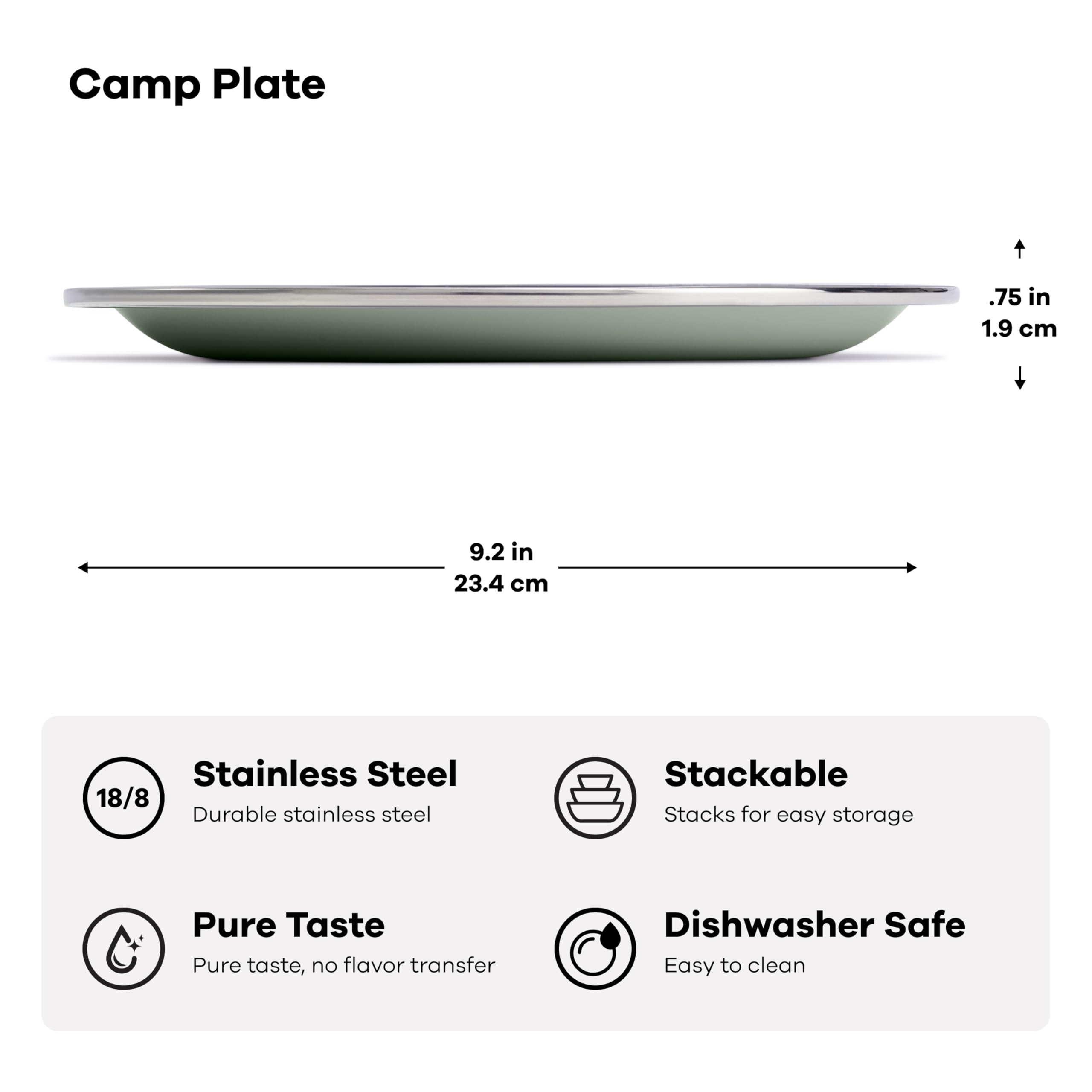 Hydro Flask Outdoor Kitchen Plate – Stainless Steel Reusable Plate – Camping Kitchen Essentials Agave Green - Image 4