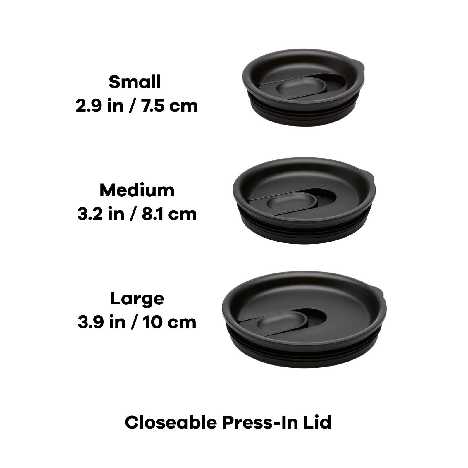 Hydro Flask- Medium Closeable Press-In Lid Black - Coffee Lid Accessory - Image 3