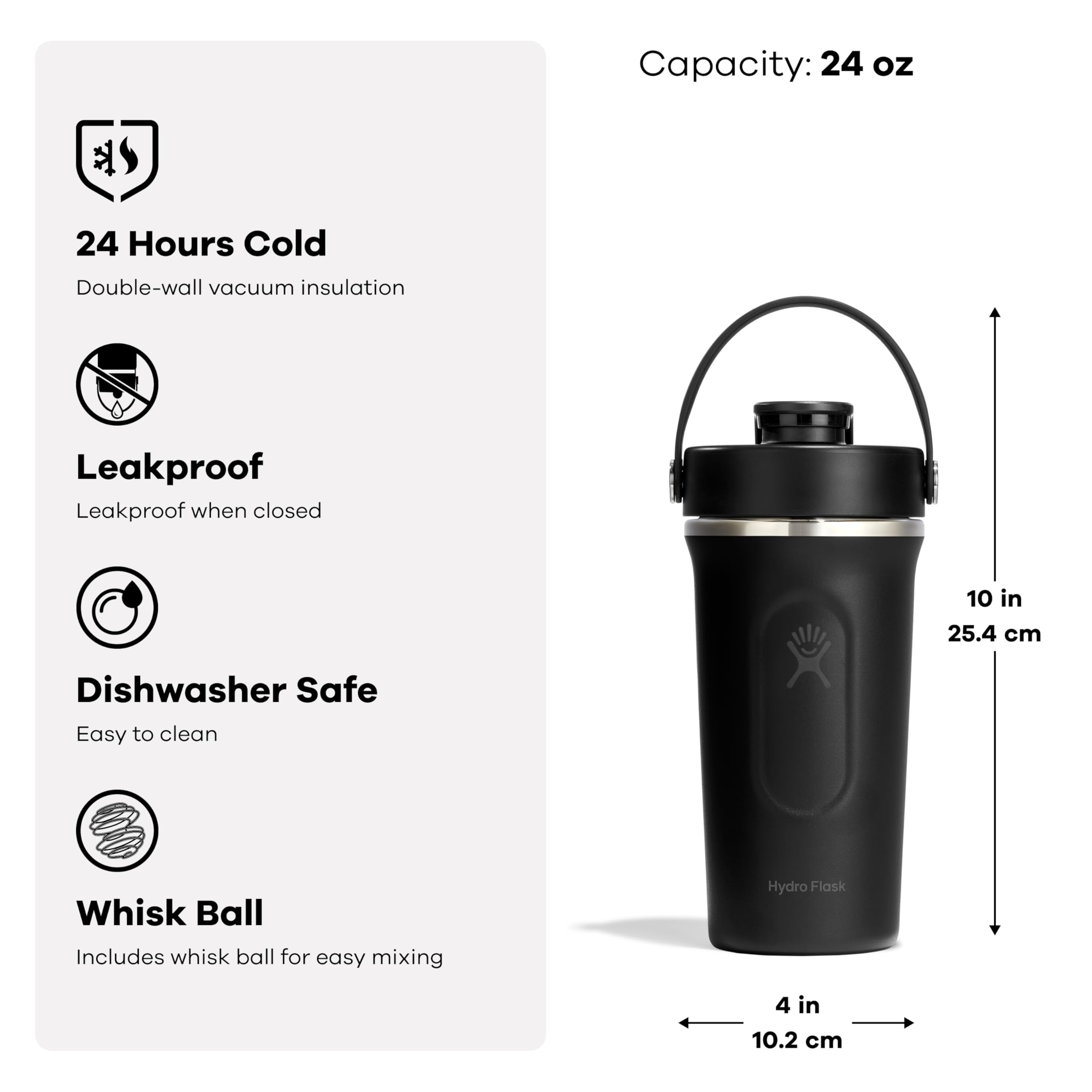 Hydro Flask Shaker Bottle – Insulated Stainless Steel Gym Bottle for Pre Workout & Protein 24 Oz Capri Blue - Image 3