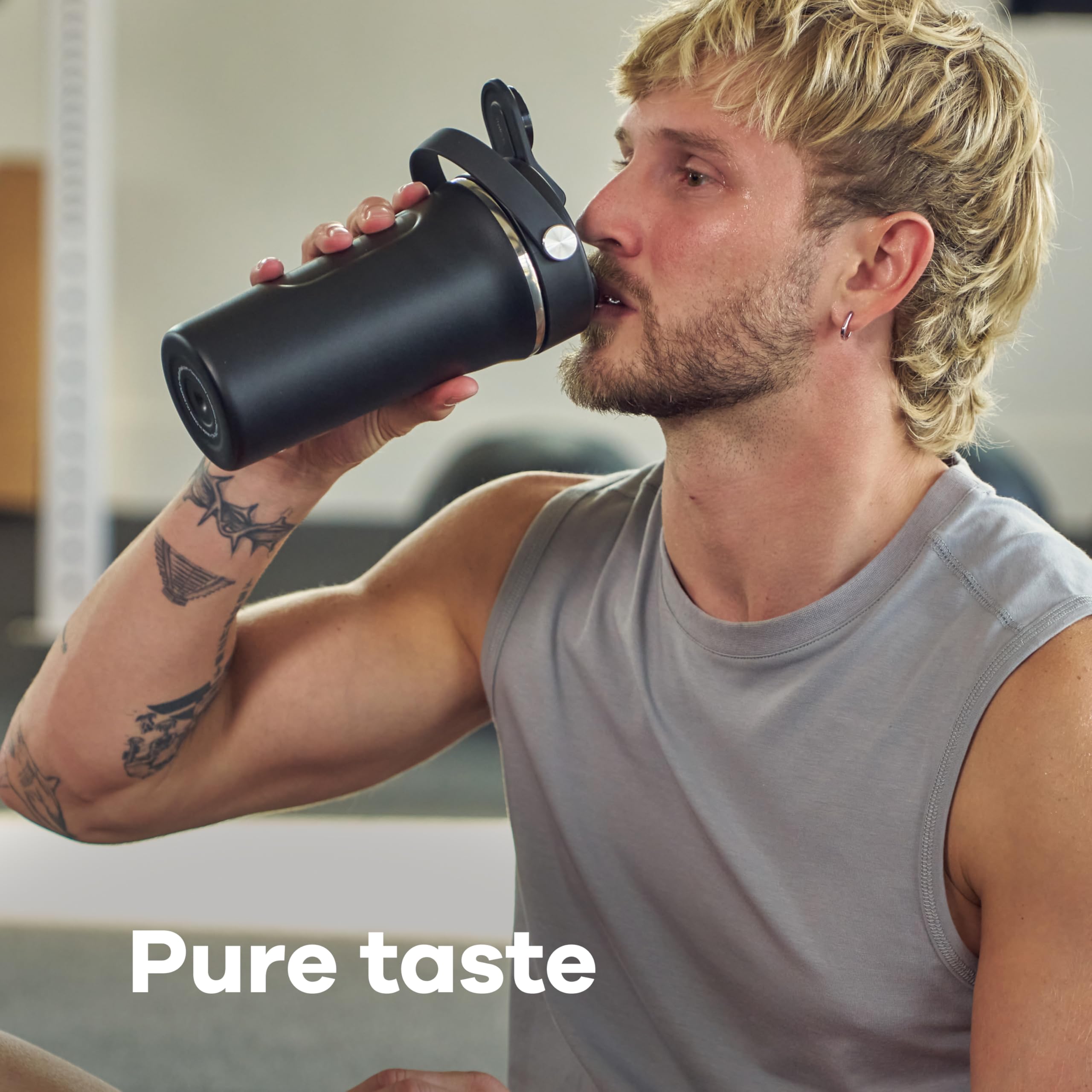 Hydro Flask Shaker Bottle – Insulated Stainless Steel Gym Bottle for Pre Workout & Protein 24 Oz Capri Blue - Image 8