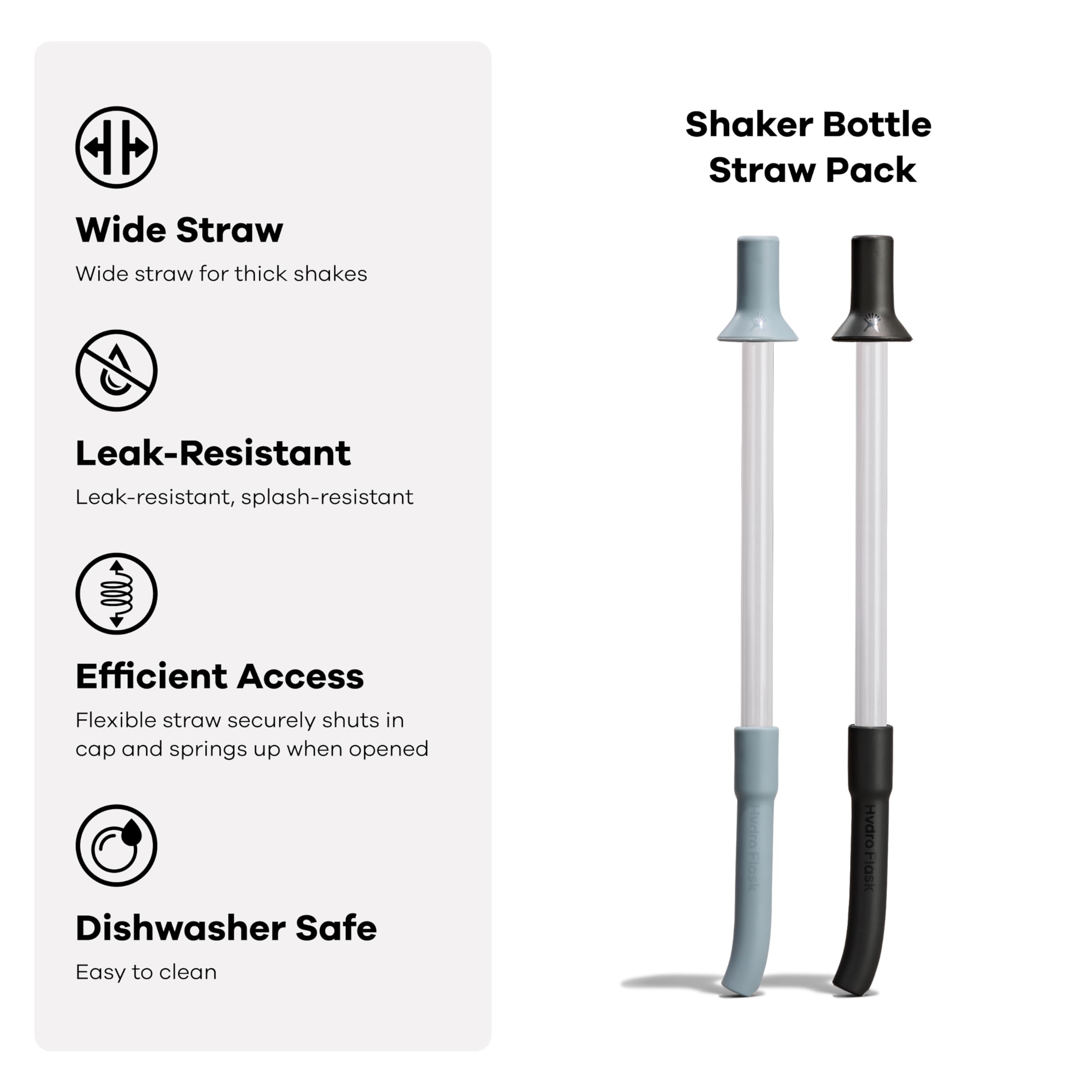 Hydro Flask Shaker Bottle Straw Cap Accessory – 2-Pack Straw Lid for Gym Bottle in Black and Shale Gray - Image 3