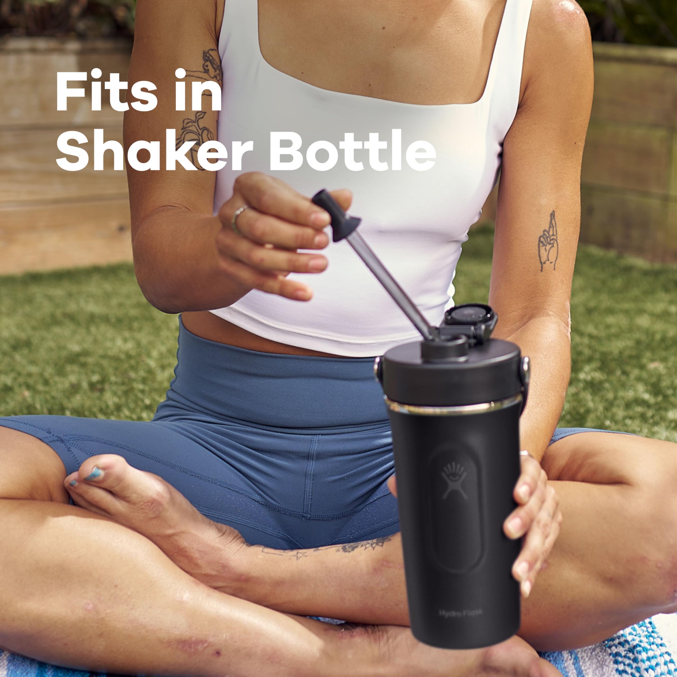 Hydro Flask Shaker Bottle Straw Cap Accessory – 2-Pack Straw Lid for Gym Bottle in Black and Shale Gray - Image 5