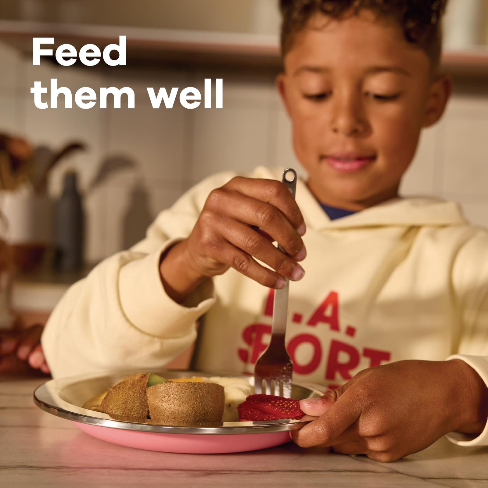 Hydro Flask Stainless Steel Kids Plate- Dishwasher Safe, Stackable, Dinner Plate in Koala Gray - Image 6