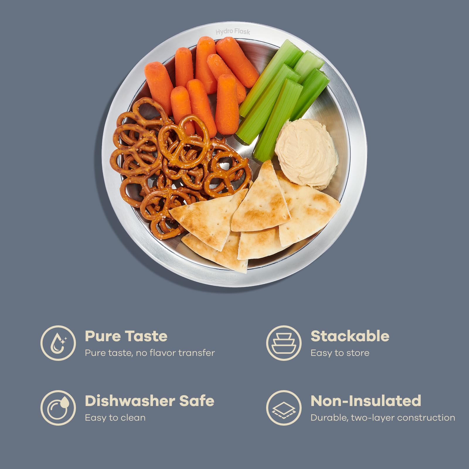 Hydro Flask Stainless Steel Kids Plate- Dishwasher Safe, Stackable, Dinner Plate in Koala Gray - Image 7