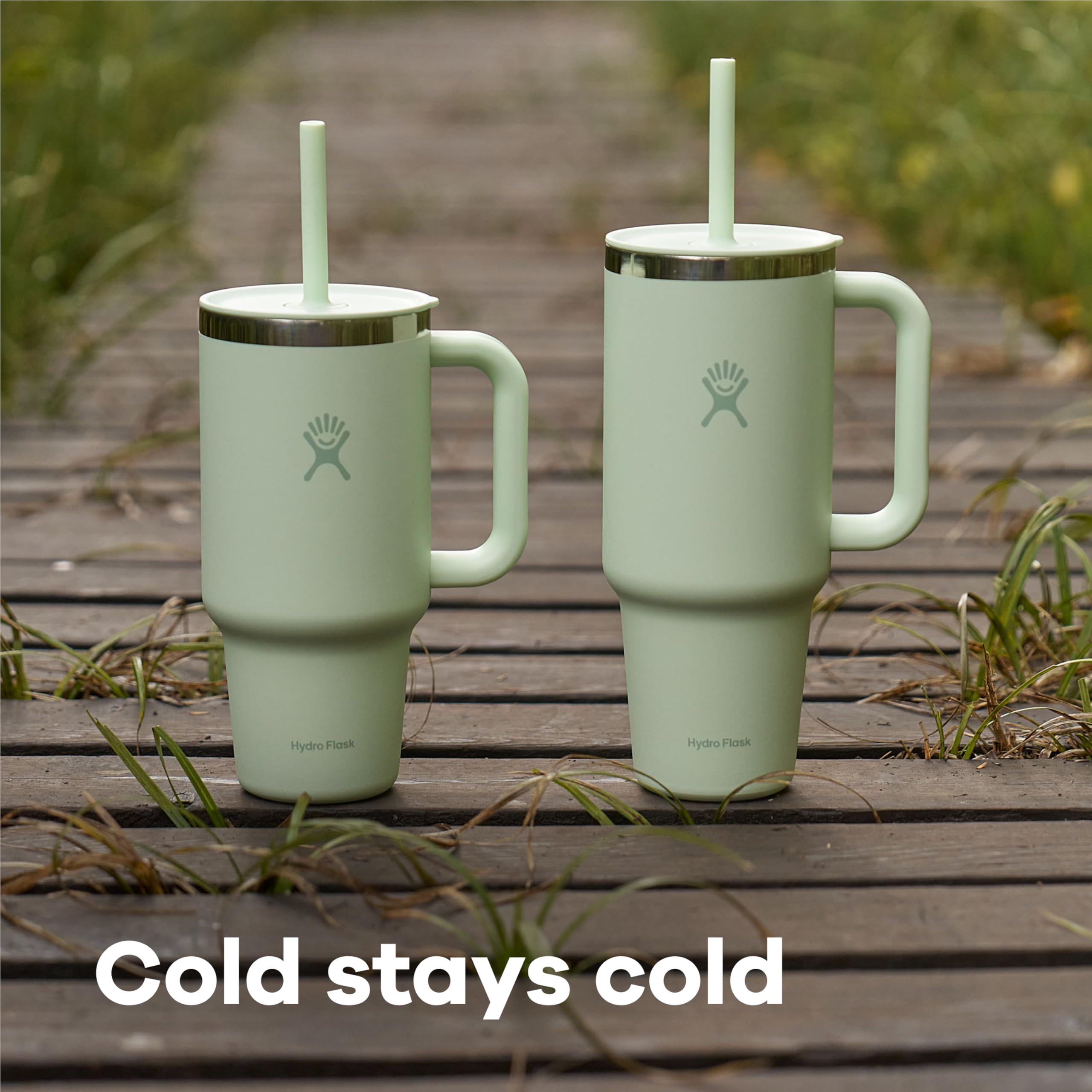 Hydro Flask Travel Tumbler with Handle, Lid and Straw - Insulated Stainless Steel in 40 Oz Glimmer Pink - Image 6