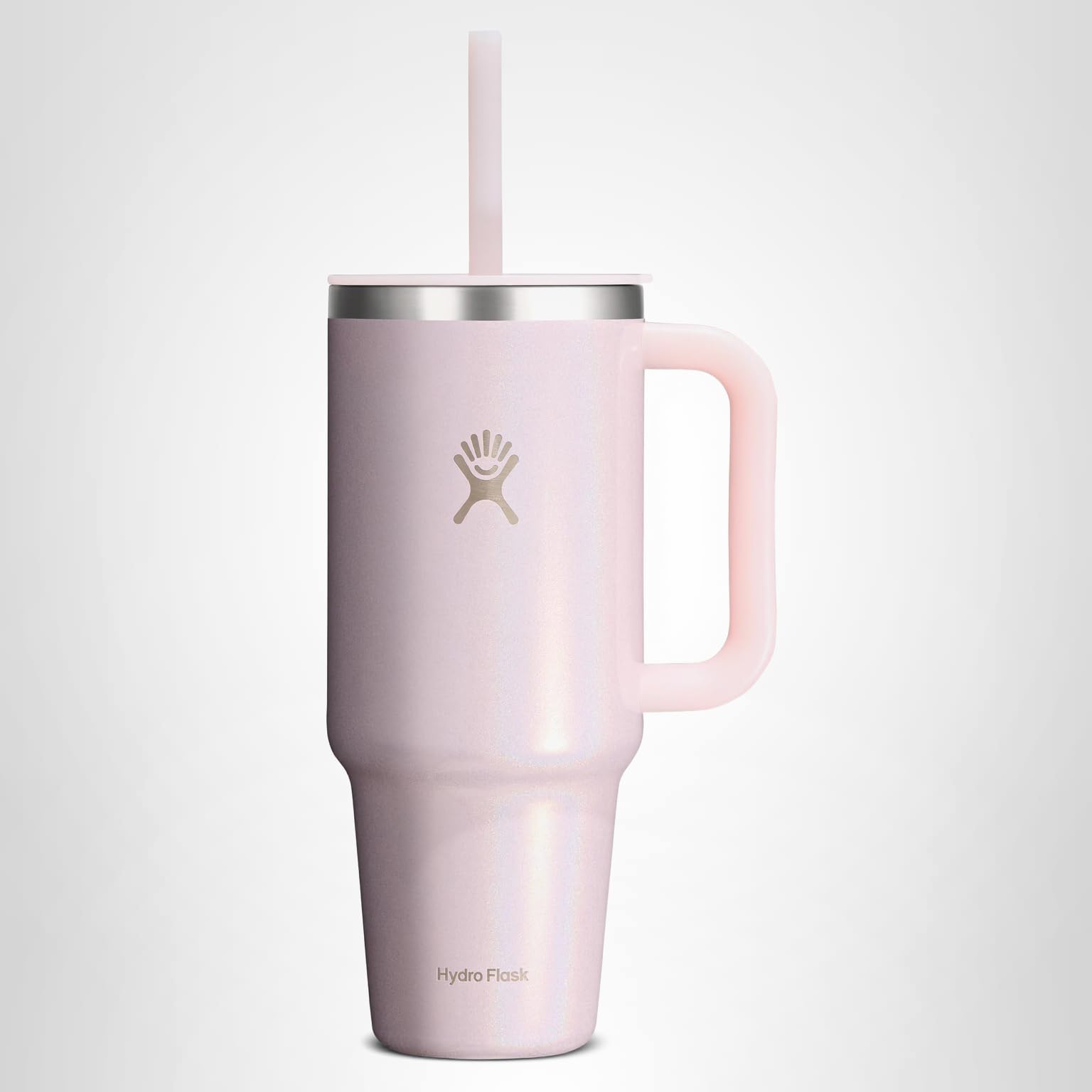 Hydro Flask Travel Tumbler with Handle, Lid and Straw - Insulated Stainless Steel in 40 Oz Glimmer Pink - Image 9