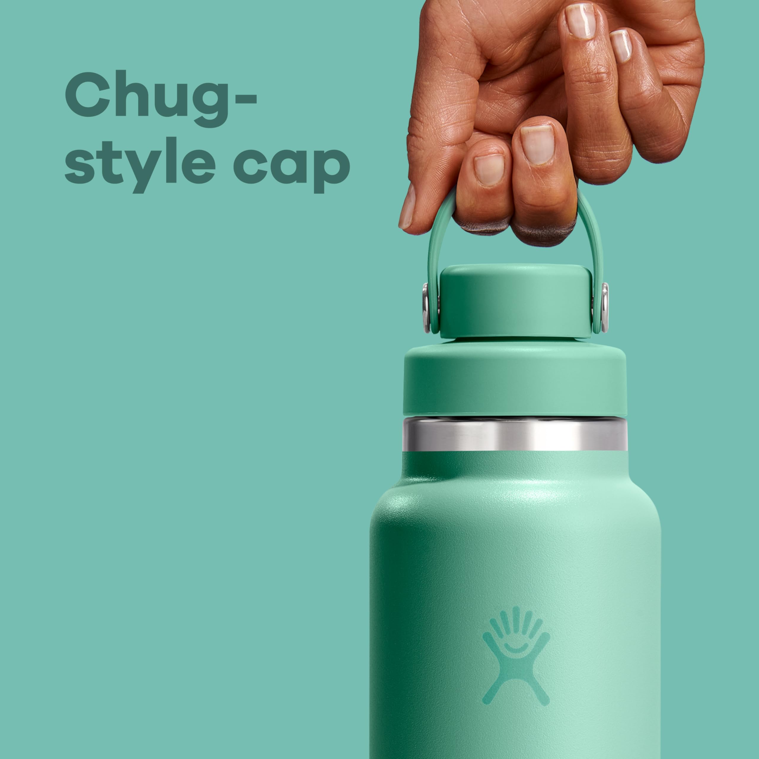 Hydro Flask Water Bottle - Insulated Stainless Steel - Wide Mouth Flex Chug Lid, Non Spill, Leakproof in 24 Oz Mermaid Green - Image 5